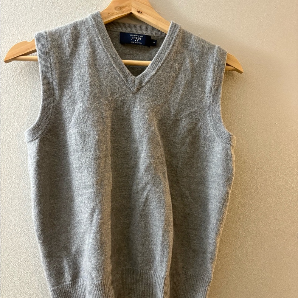 J. Crew Light Gray V-Neck Sweater Vest
